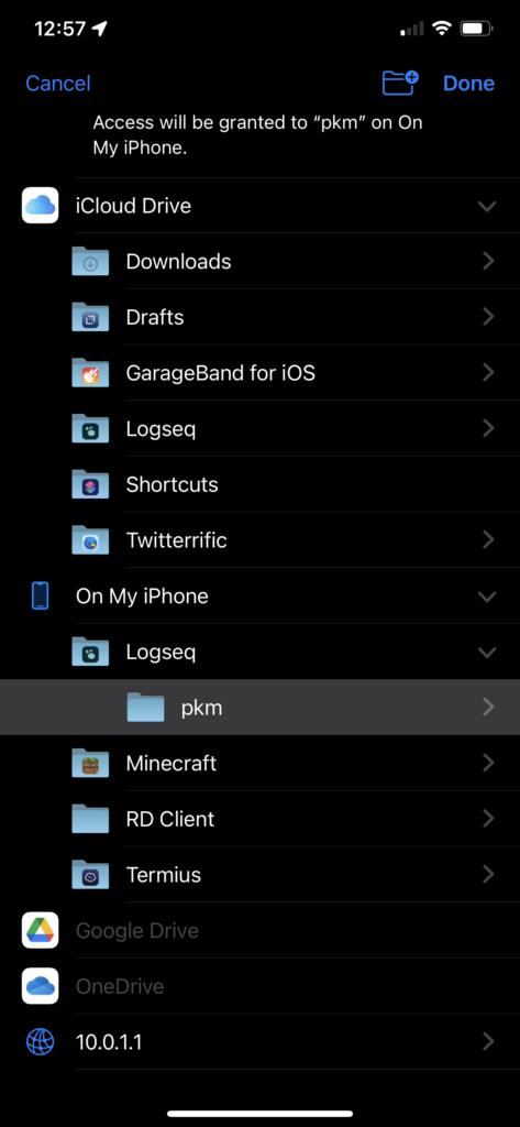 Selecting the folder
